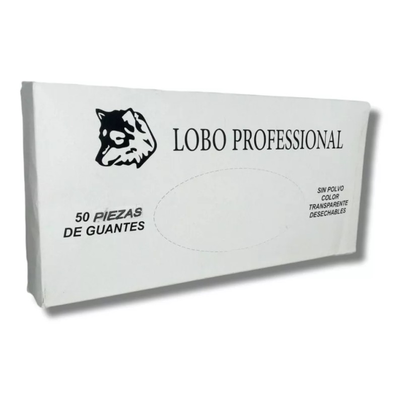 Lobo Caja Guantes 50pz Vinil Transparentes Talla Grande