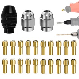 23-Piece Drill Chuck Set, Replacement 4486 Quick Change Drill Chuck with Replacement 4485 Brass Collet Metal Nut Compatible with Accessory Set for Electric Grinding Drill