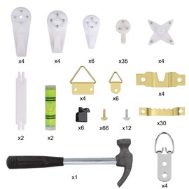 Picture Hanger with Screws, Pack of 107 Picture Frame Hangers, Picture Hooks, Sawtooth Hanger and D-Ring Hanging Hook Kit for Home, Office, Photo, Picture, Painting, Hanging