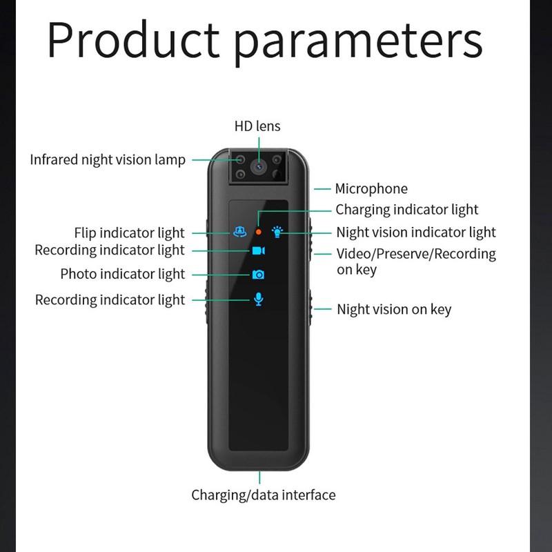 Portable Voice Recorder 1080P Night Vision Photo Video Recording Device