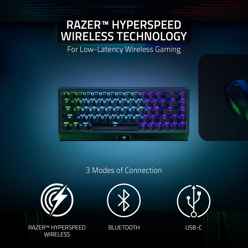 Razer BlackWidow V3 Mini HyperSpeed 65% Wireless Mechanical Gaming Keyboard: