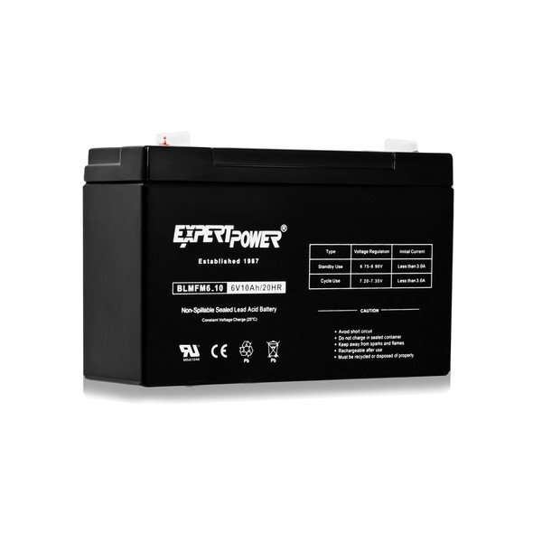 ExpertPower 6V 10AH Sealed Lead Acid (SLA) Battery with F1 Terminal