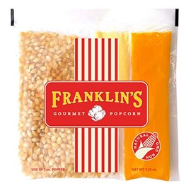 Franklin’s Gourmet Popcorn All-In-One Pre-Measured Packs - 2oz. Pack of 10 - Butter Flavored Coconut Oil + Premium Butter Salt + Classic Corn - Best Movie Theater Taste – Made in USA