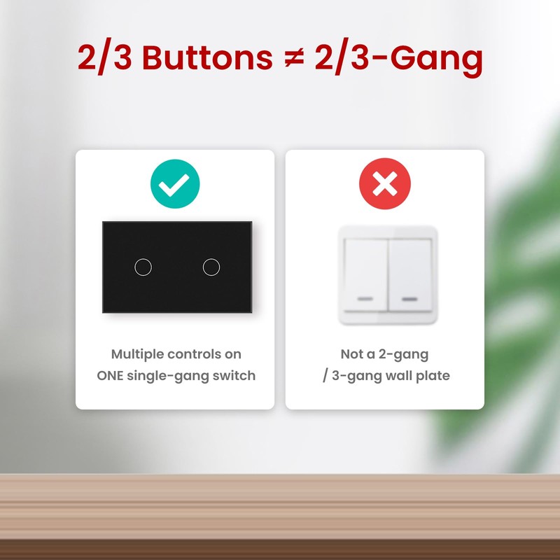 LOUYSGEN WiFi Smart Touch Light Switch, 2-Button Single-Gang Wall Switch,