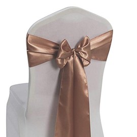 Rose Gold Satin Chair Sashes Ties - Welmatch 12 pcs Wedding Banquet Party Event Decoration Chair Bows (Rose Gold, 12)