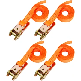 Premium Ratchet Straps - 4 Pack, Orange - 13 ft Racheting Lashing Straps - Heavy-Duty 400 lb Load Capacity, 1200 lb Break Strength - Tie-Downs for Cargo, Trailer, & Truck Bed - by BlueCosto