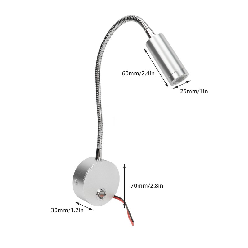 LED Reading Light DC12 to 24V Touch Adjustment USB Charging