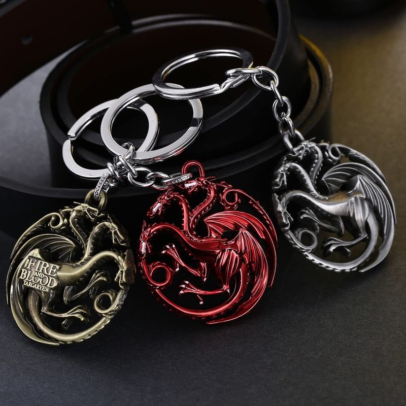 Bkinpid Dragon Key Chain Targaryen Key Chain (Red)