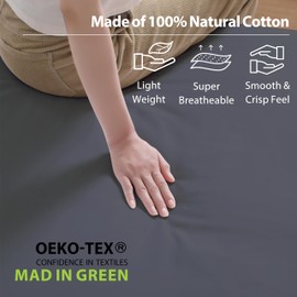 100% Egyptian Cotton Fitted Sheet Queen Size Only, 600 Thread Count, 8"-16" Deep Pocket Sateen Weave Bottom Sheet, Soft Breathable Comfy & Hotel Quality (Queen, Dark Grey)