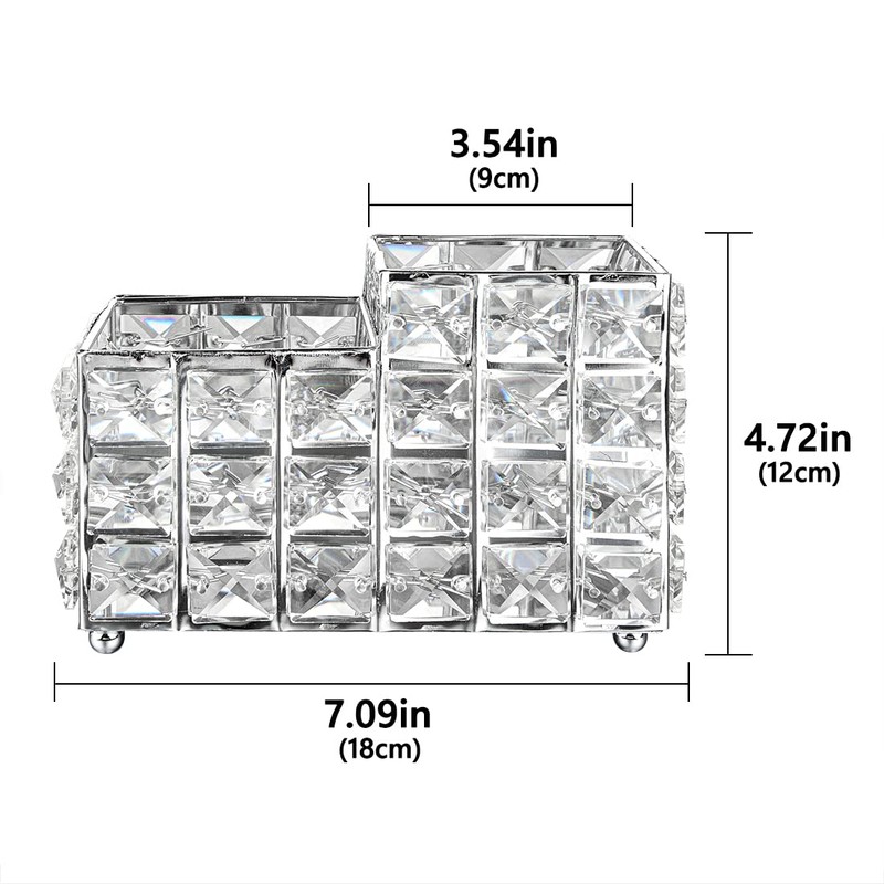 Crystal Makeup Brush Holder, One-Piece Square Brush Organizer, Cosmetics Brush