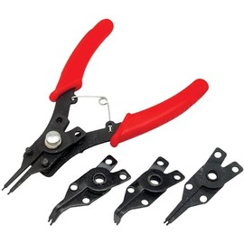 Performance Tool 1435 Interchangeable Head Snap Ring Pliers with Straight, 45 Degree and 90 Degree Angled Heads for Internal and External Use