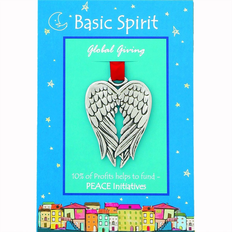 Basic Spirit Pewter Angel Wings Christmas Tree Ornament Decoration Memorial