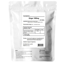 UKHealthHouse Ginger Root 1000mg Extract Tablets - Providing Gingerols & Shogaols UK Vegan High Potency Popular Ginger Supplement for Digestive Health (180 tabs)