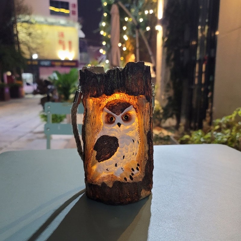 Solar Lights Outdoor Owl Fox in Stump LED Garden Lamp