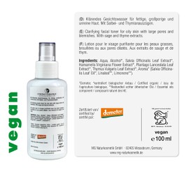 Martina Gebhardt Salvia Tonic (100 ml) • Purifying Facial Toner for Oily & Blemished Skin • Toner Face with Organic Sage • Tonic for Pimples & Acne Prone Skin • Facial Tonic Natural Cosmetics (Vegan)