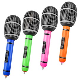 Lotsdonxia Inflatable Microphone Set 4 Colourful Microphones for Pretend Play Musical Activities Party Entertainment for Kids and Adults