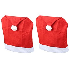 Novaliv Christmas Chair Covers Set of 2 I Red I Santa Hat I Chair Cover Christmas Decoration Christmas Hat Chair Decoration Cover Chair Cover