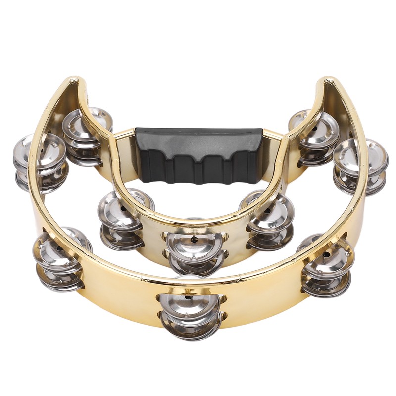 Double Row Hand Tambourine Metal Tambourine with Plating Bells Percussion