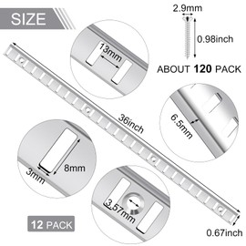 12 Pcs 36 Inch Pilaster Shelf Brackets and 72 Pcs Shelf Clips Adjustable Shelf Pilaster Standards Metal Mortise Mount Pilaster Shelf Track for Wall Shelving System Closet Organization Storage