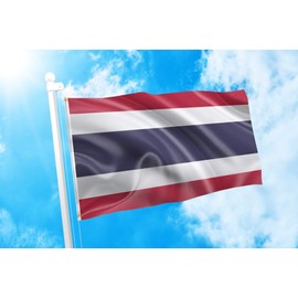 DMSE Kingdom of Thailand Trairanga ธงไตรรงค์ Thai Flag 3X5 Ft Foot 100% Polyester 100D Flag UV Resistant (3' X 5' Ft Foot)