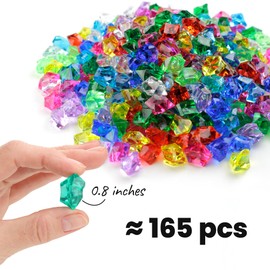 Fake Ice - Gemstones and Crystals - Pack of 165 pcs Vase Filler - Jewels for Crafts - Fish Tank Rocks - Sensory Bin Filler - Gems for Crafting - Aquarium Stones - Fake Ice Cubes - Multicolored