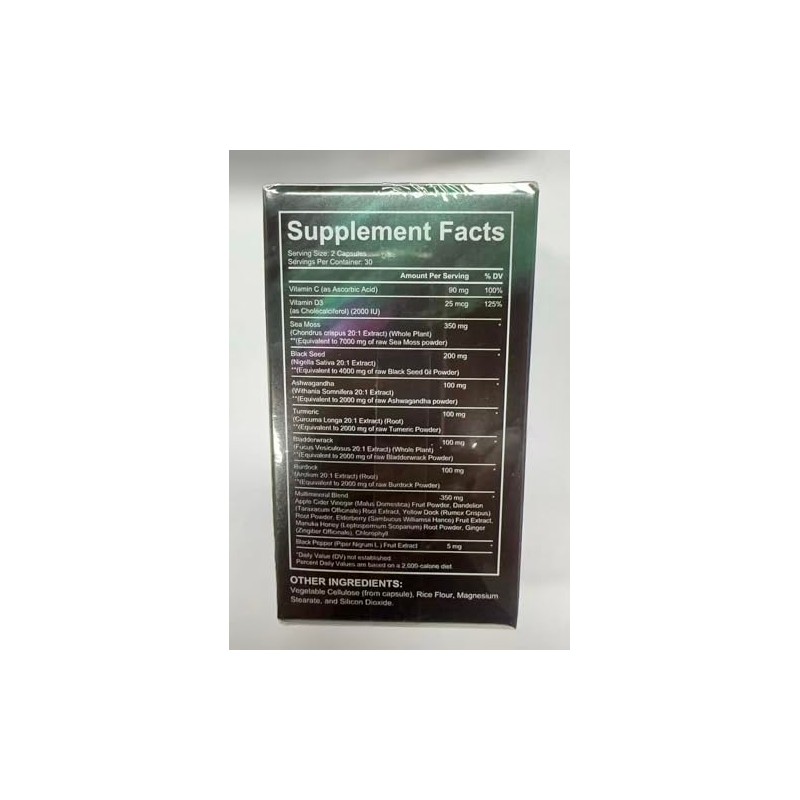 Sea Moss Black Seed Oil Ashwagandha Ginger, Sea Moss Capsule