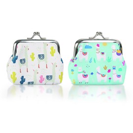 ARYIMYDP 2 Stück Brustbeutel Kinder für Junge und Mädchen, Geldbeutel Portmonee Kinder, Niedliche Mini-Schnallen-Münzgeldbörsen, Süßes Cartoon-Münztäschchen(Alpaka)