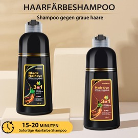 Hair Colour Dark Brown Hair Dye for Grey Hair, Shampoo Against Grey Hair for Men and Women, Dark Brown Hair Dye Shampoo 3-in-1 (Dark Brown 500 ml/16.9 oz)