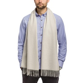 Fishers Finery Bufanda de invierno 100 % cachemira pura para hombre; ultra felpa de 2 capas, Piedra, Talla única