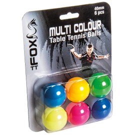 Fox TT Coloured Table Tennis Balls (Pack of 6) - Multi-Colour, FTT105
