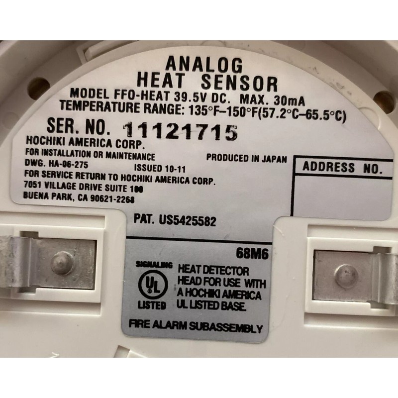 HOCHIKI FFO-HEAT Analog Heat Sensor 135•F, Fire Alarm