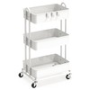 Simple Houseware 3-Tier Heavy Duty Metal Utility Rolling Cart, White