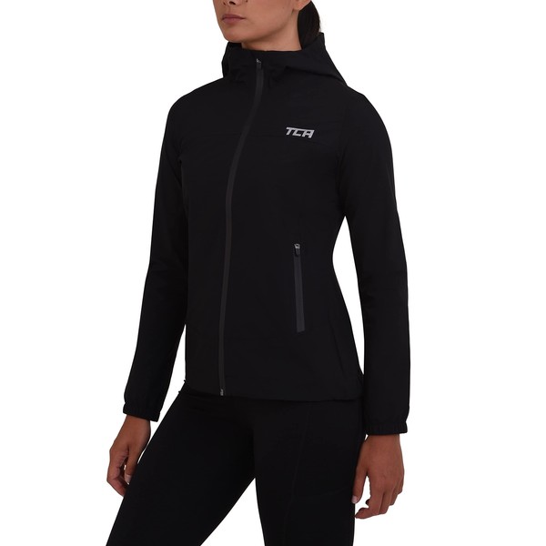 TCA AirLite 2.0 Women's Waterproof Running Jacket with Zip Pockets, Black