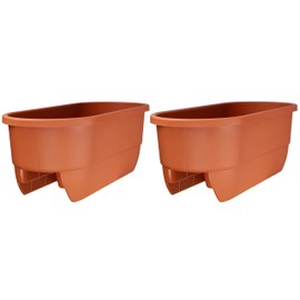 Apollo Exports International 24" Dual Deck Railing Planter, Terra Cotta (Set of 2)