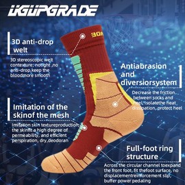 UGUPGRADE Professional Basketball Crew Socks with Cushioned Bottom, Anti-slip, Moisture-wicking for Outdoor Hiking Travel - Pack of 3 (US, Alpha, One Size, Regular, Regular, brownish black)