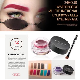 Red Eyebrow Gel, Brow Pomade, Brow Dye with Brush, Christmas Makeup Waterproof Long Lasting Tinted Brow Gel, Smudge-Proof Sweat Resistant Brow Cream
