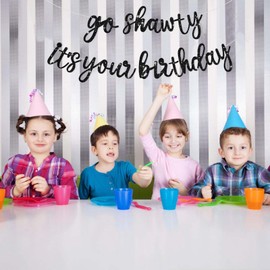Go Shawty It’s Your Birthday Banner, 10 Feet Rap Theme DIY Birthday Party Banners Decorations, Reusable Hip Hop Theme Celebration Decor Garland Banner Party Supplies (Black)