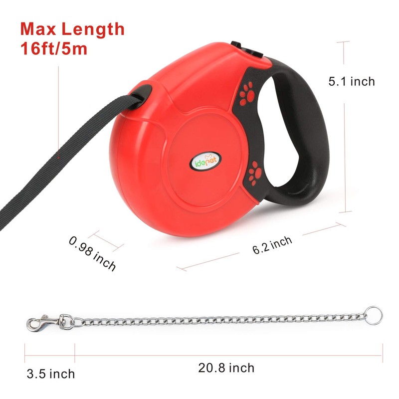 Idepet Heavy Duty Retractable Dog Leash for Small and Medium