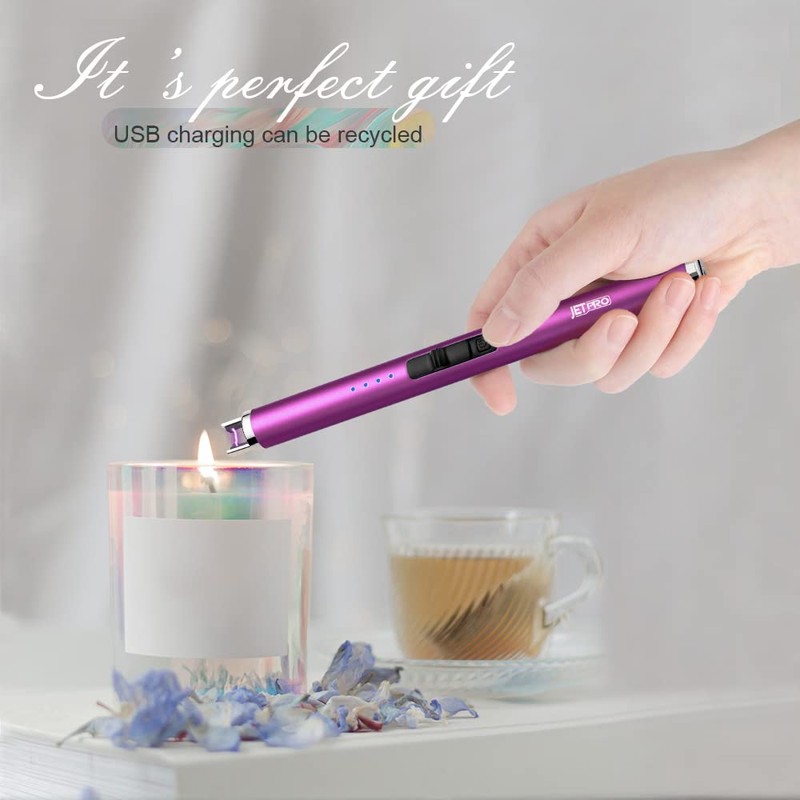 JETPRO USB Rechargeable Candle Lighter Electronic Arc Lighter Windproof Flameless