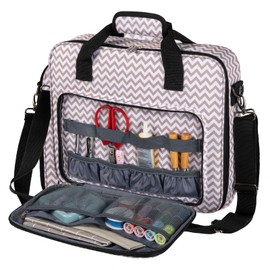 BAGLHER Embroidery Storage Bag, Embroidery Project Carrying Bag for Embroidery Kit and Cross Stitch Kits Tools with Handle and Shoulder Strap,Bag Only, Stripe
