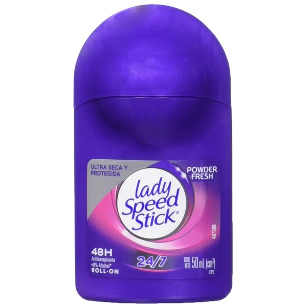 Lady Speed Stick Desodorante Mujer Antitranspirante Powder Fresh Roll On, 48hrs de Protección, Controla la humedad y elimina el mal olor, 50ml.