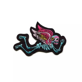 Patchwork Paradise Lucha Libre Skeleton Angel Sugar Skull Embroidered Iron On Patch DIY Applique
