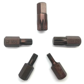 5Pcs XZN 12 Point Triple Square Spline Bit, 12 Point Torx Screwdriver Bits with Hex Shank, M5 M6 M8 M10 M12 | Metric