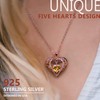 GEMMANCE 5 Heart Crystal Necklace 18K Rose Gold Plated -