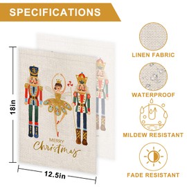 Whaline Christmas Nutcracker Garden Flag Nutcracker Art Ballet Fairy Garden Flag Double-Sided Merry Christmas Burlap Outdoor Decorative Flag for Yard Lawn Farmhouse Patio, 12.5 x 18 Inch