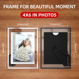 Komimaci 4x6 Picture Frames - Glass Photo Frame for Tabletop/Desktop Display, Horizontal/Vertical Orientation, Silver Finish