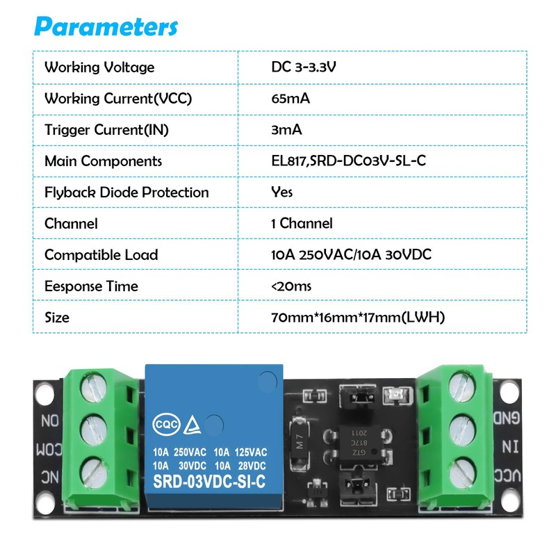 3 V 1 Channel Relay Optocoupler Module, Relay Opto Isolation