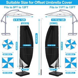 Offset Patio Umbrella Cover,420D Waterproof Umbrella Outdoor Patio Cover,fits Cantilever Offset Umbrella 11FT To 13FT,Cantilever Umbrella Cover with Top Vent,Dust,Anti-UV,Hem Drawstring Design