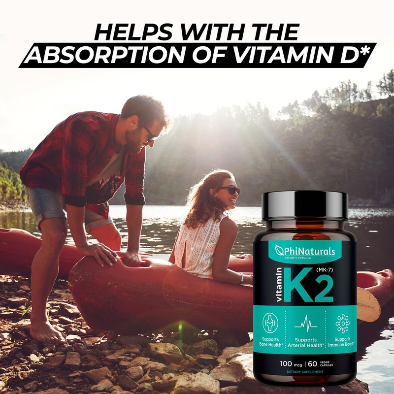 PhiNaturals Vitamin K2 Mk7 100 mcg Vegan 60 Capsules Bone