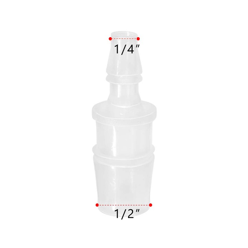Quickun Plastic Hose Barb Reducer Fitting 1/2" to 1/4" Barbed